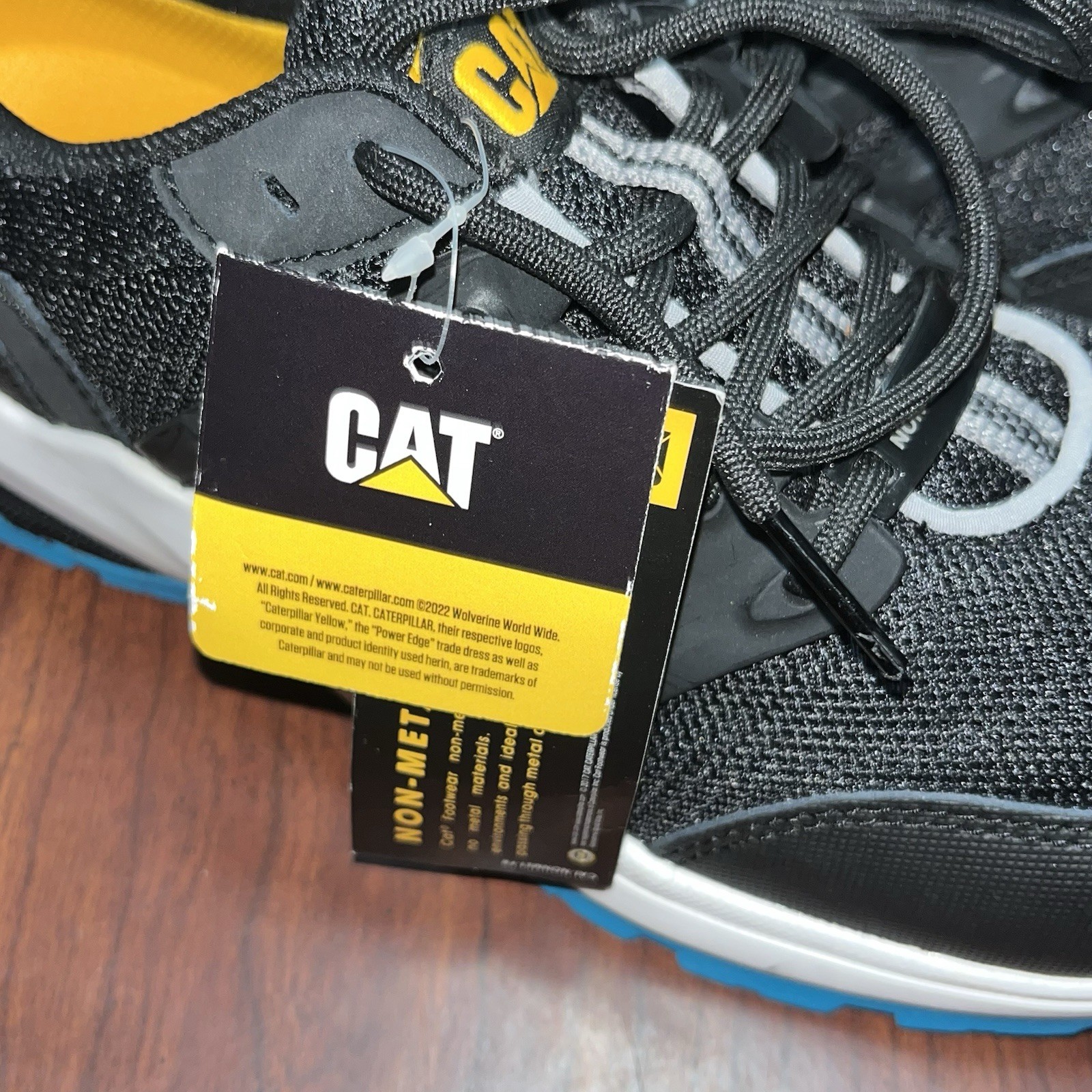 Women’s Sz 7W CAT Streamline Safety Shoe Composite Toe Black/Blue Tennis Shoes