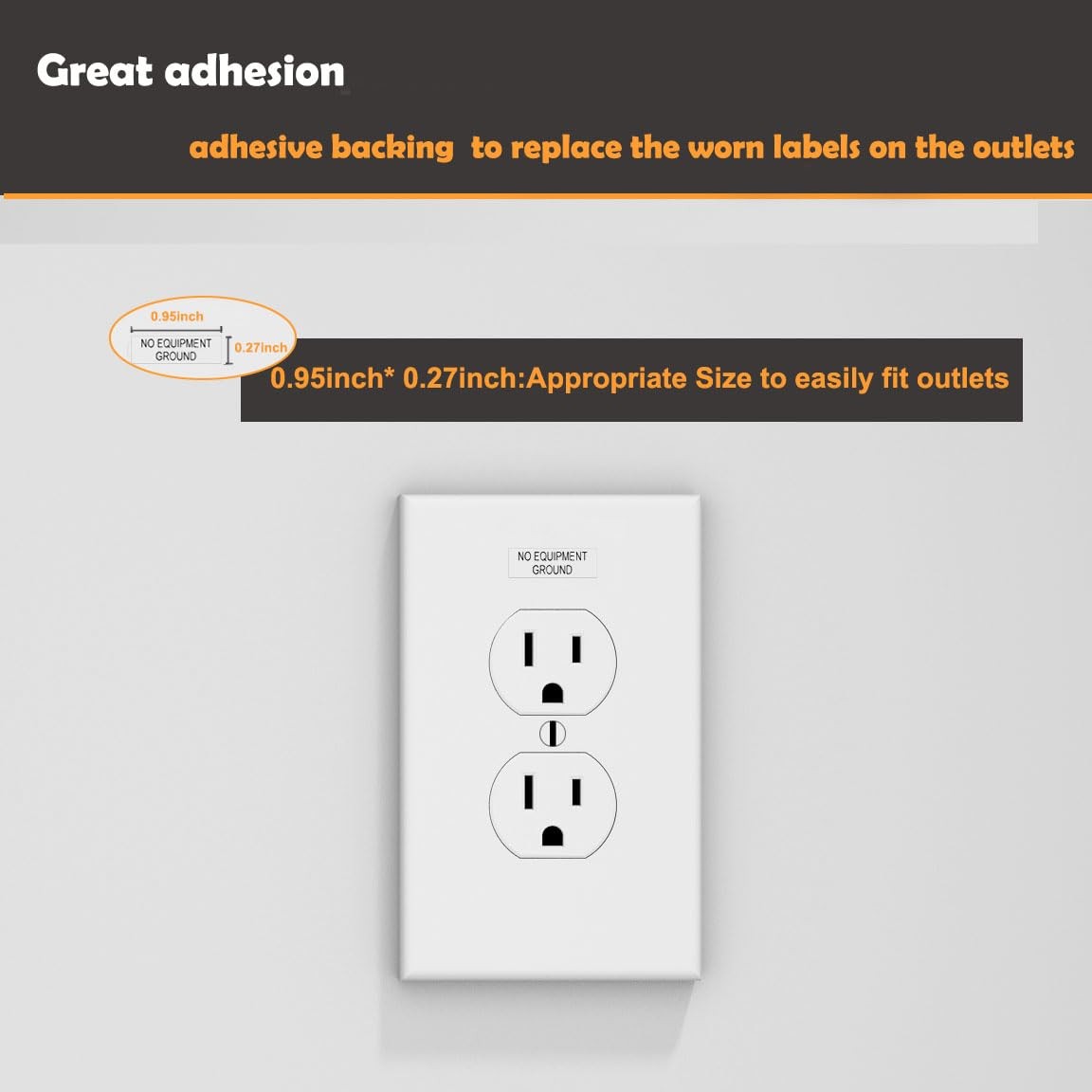 NO Equipment Ground Protected Outlet Receptacle Plates Label Sticker Decal