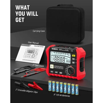 Kaiweets KE1000 Insulation Resistance Tester Megohmmeter Multimeter DAR PI 1000V