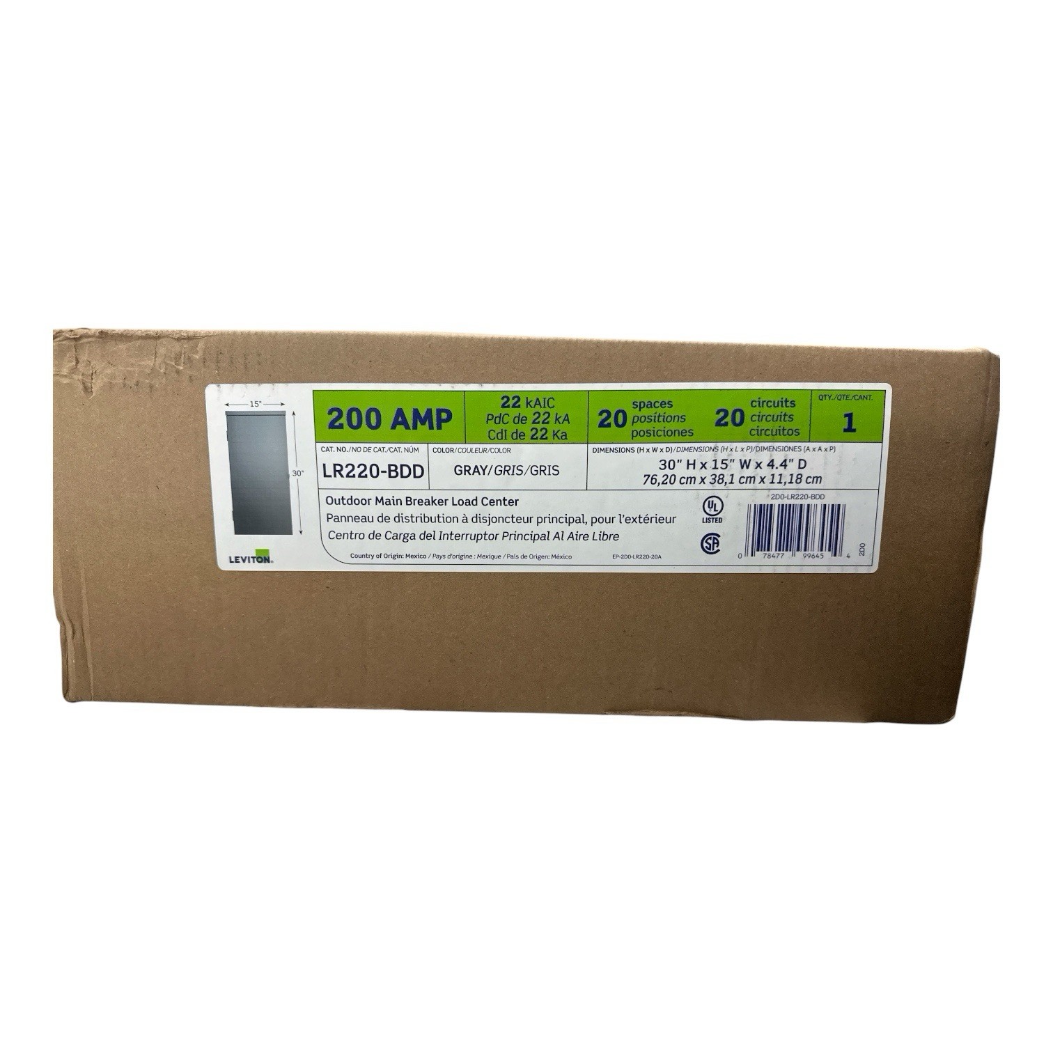 Leviton LR220-BDD 200A 20-Space 20 Circuits Outdoor Load Center (OB)