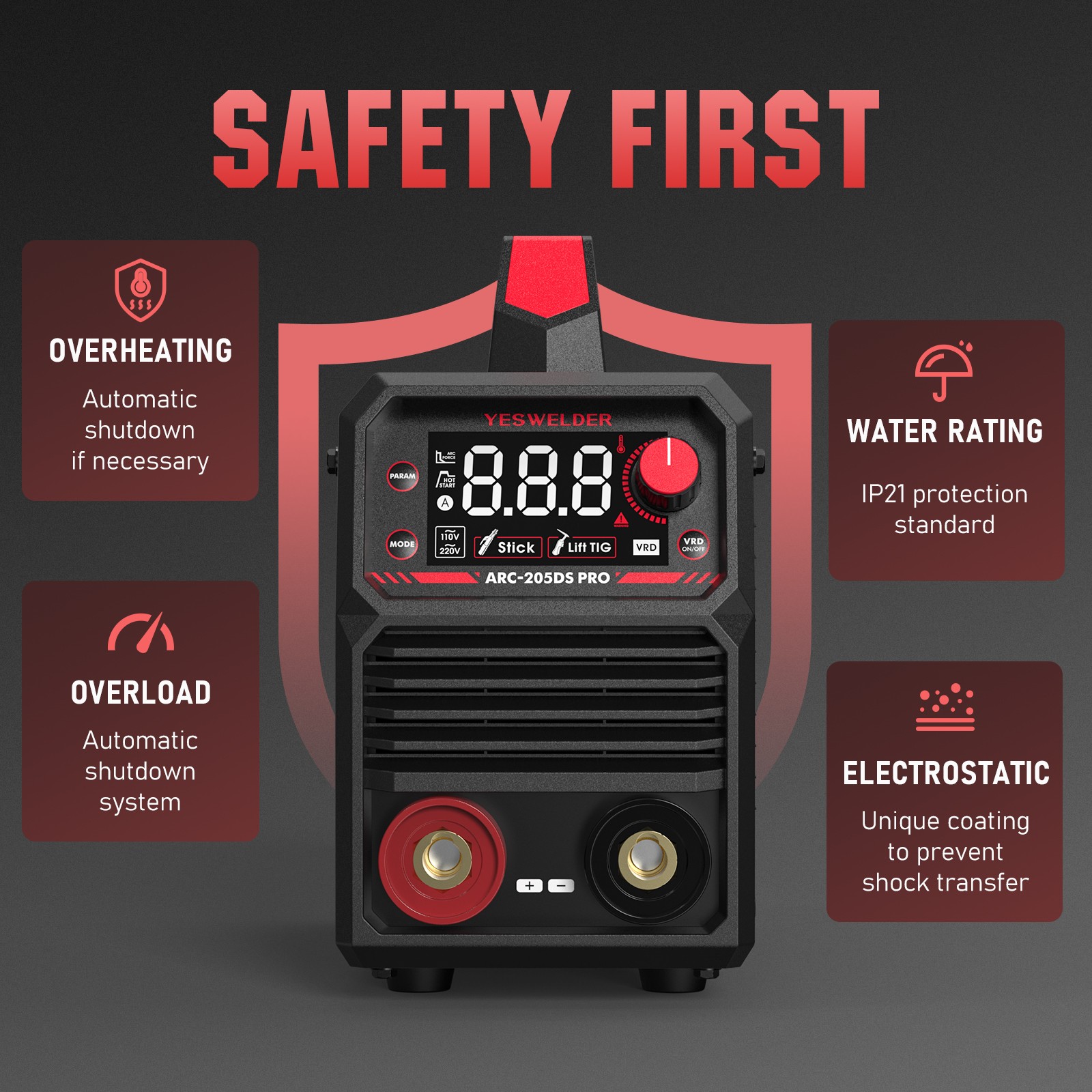 MMA/ARC/Stick Welding Machine, 205A 110/220V IGBT Inverter Welder Machine