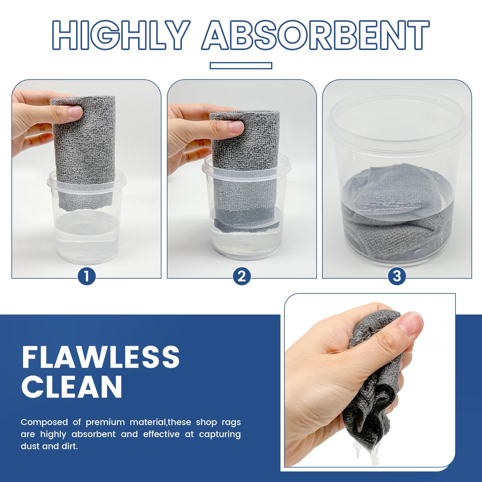 Whkvnng 75 Pack Microfiber Cleaning Cloth Roll,Reusable 10×10 inches, Grey