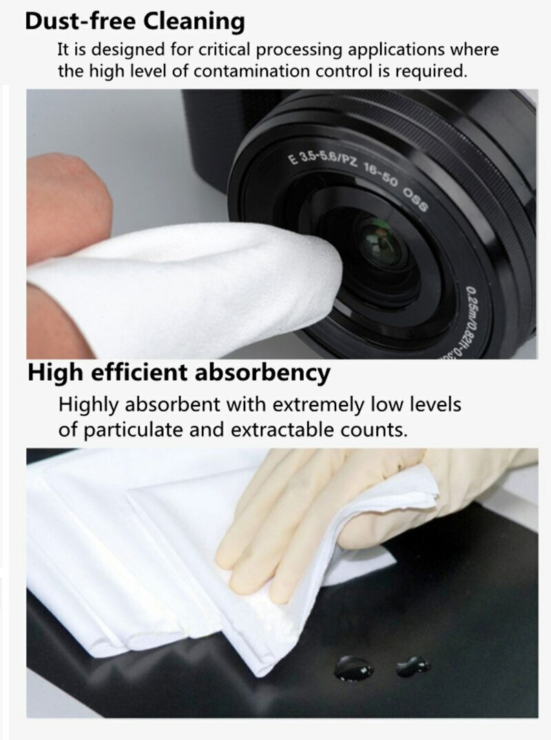 4″X4″ Cleanroom Soft Wipers Class 1-10000 Microfiber Dust Free Cloth 400 pcs/Bag