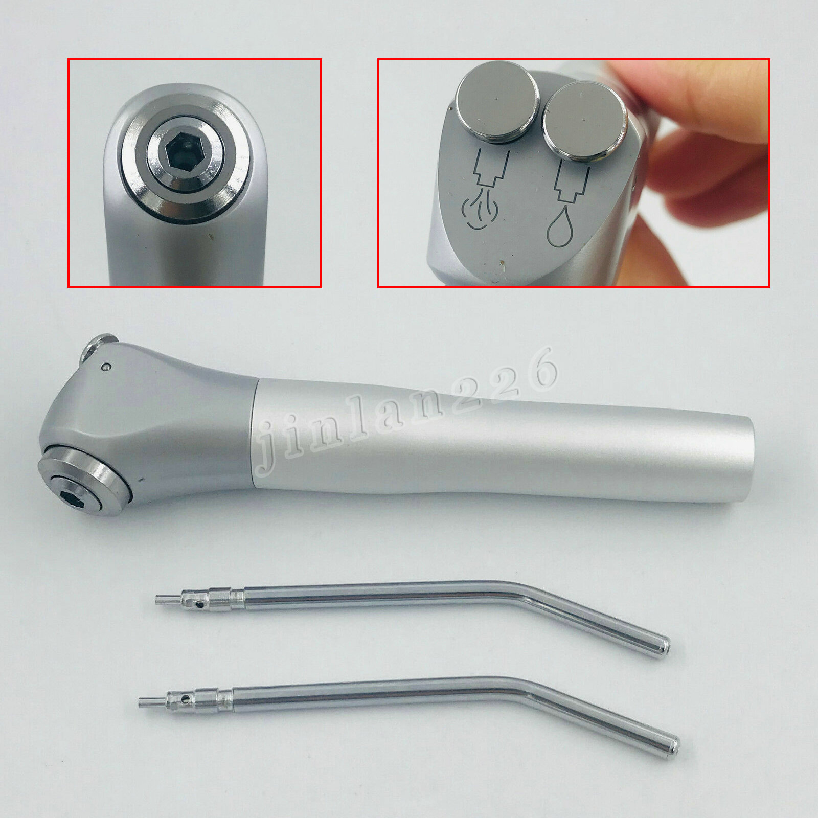 Dental 3 Way Air Water Syringe Triple Spray Handpiece with 2 Nozzles Tips Tubes