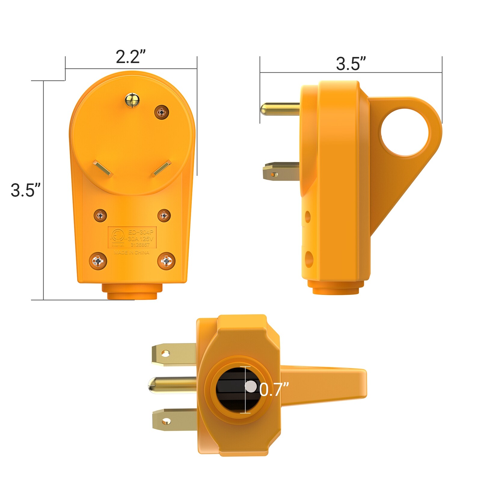 125V 30AMP RV Receptacle Plug Male Power Cord End Replacement Electrical Plug RV