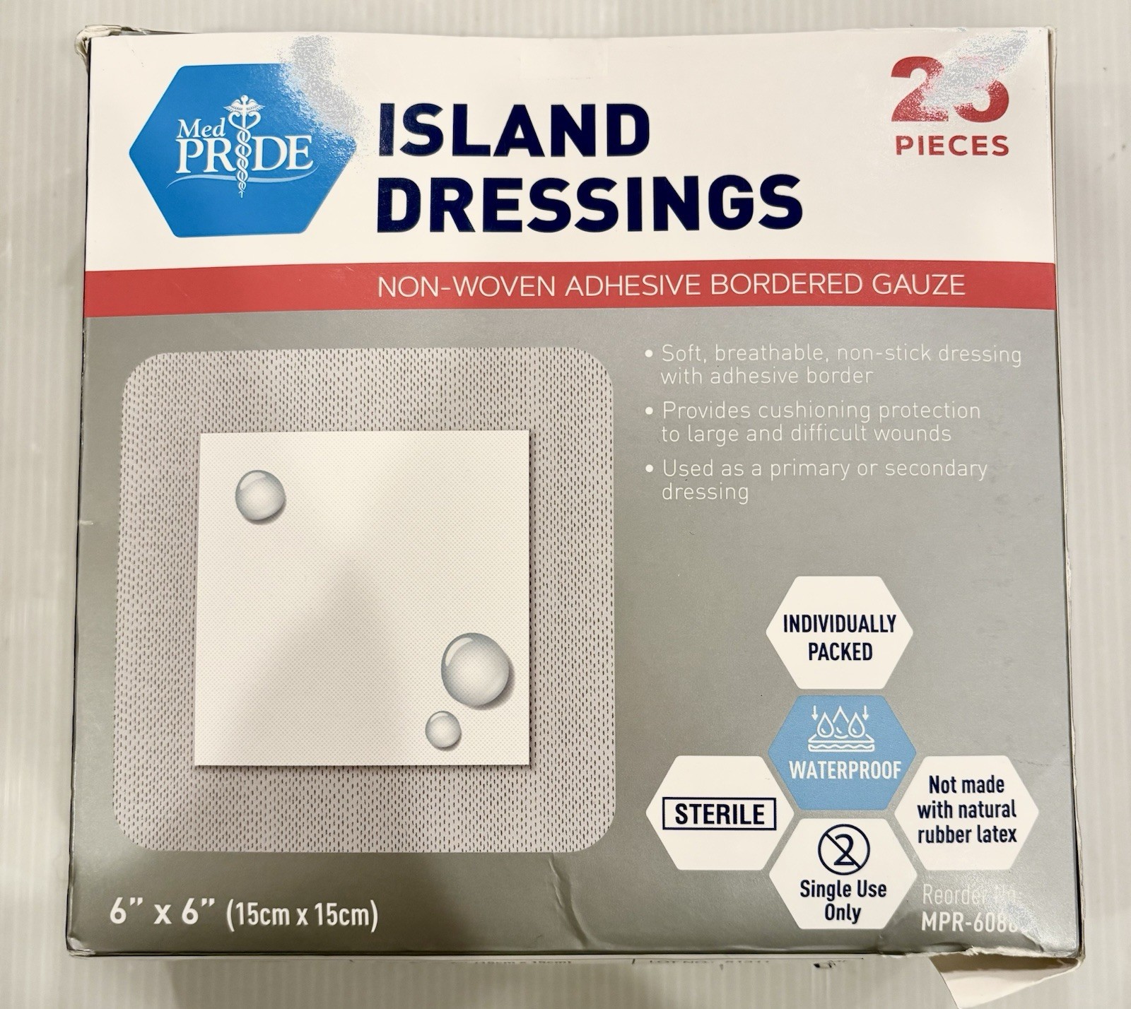 Medpride Island Dressing NON-WOVEN Sterile 6×6 (25 Per box) Exp 08/2029