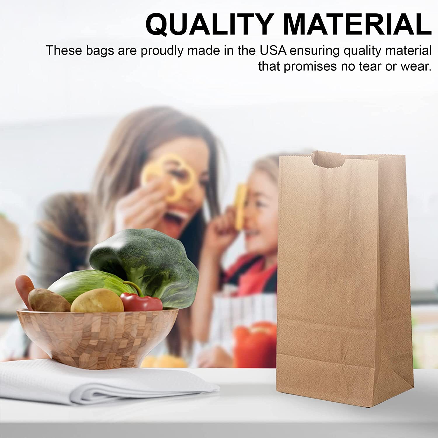 MT Products Brown Paper Bags – 8 lb Disposable Paper Lunch Bags – Pack of 100