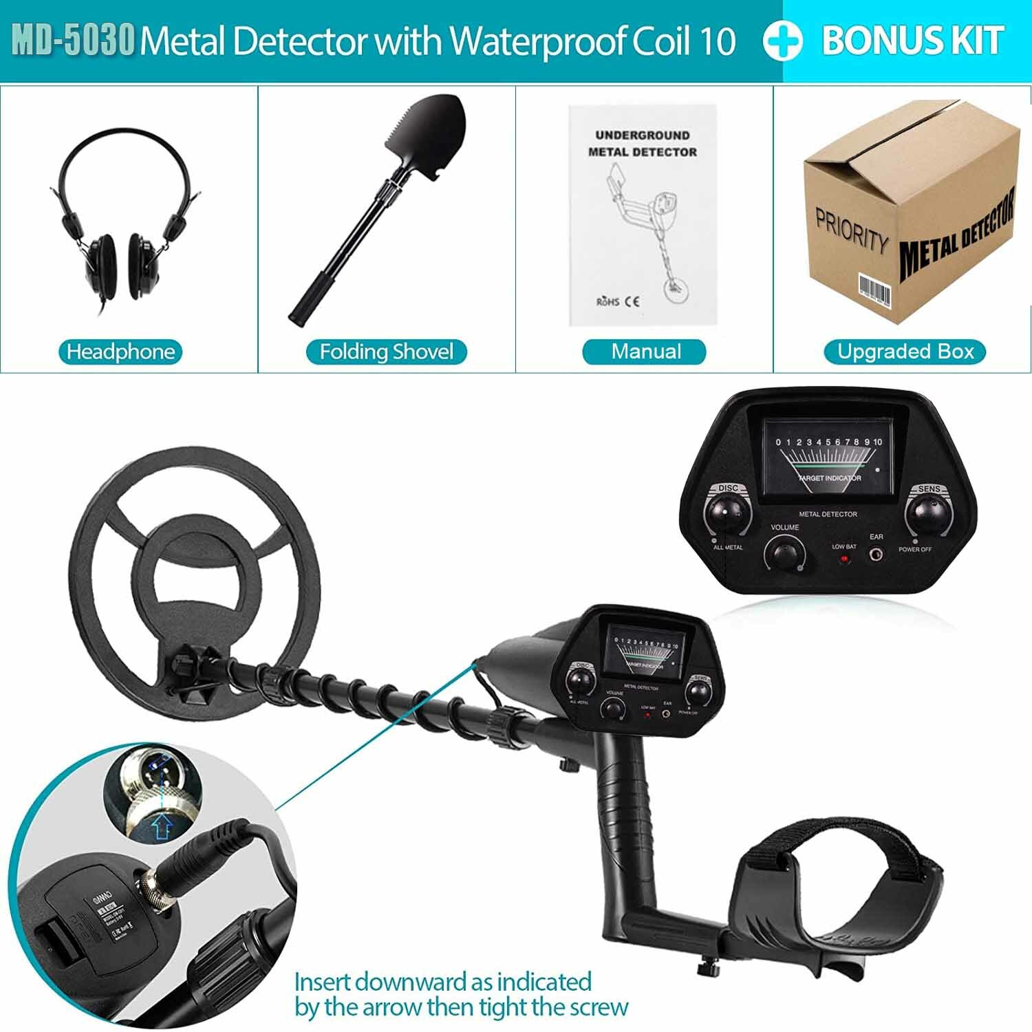 Deep Ground Metal Detector Gold Finder Waterproof Search Coil Underwater