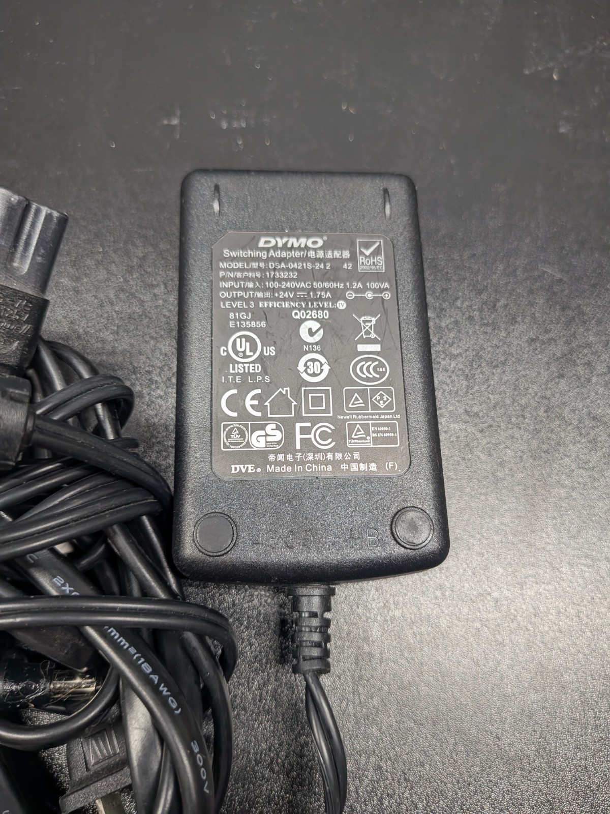 Genuine DYMO DSA-0421S-24 Switching AC Power Supply Adapter 24V 1.75A OEM n/PC