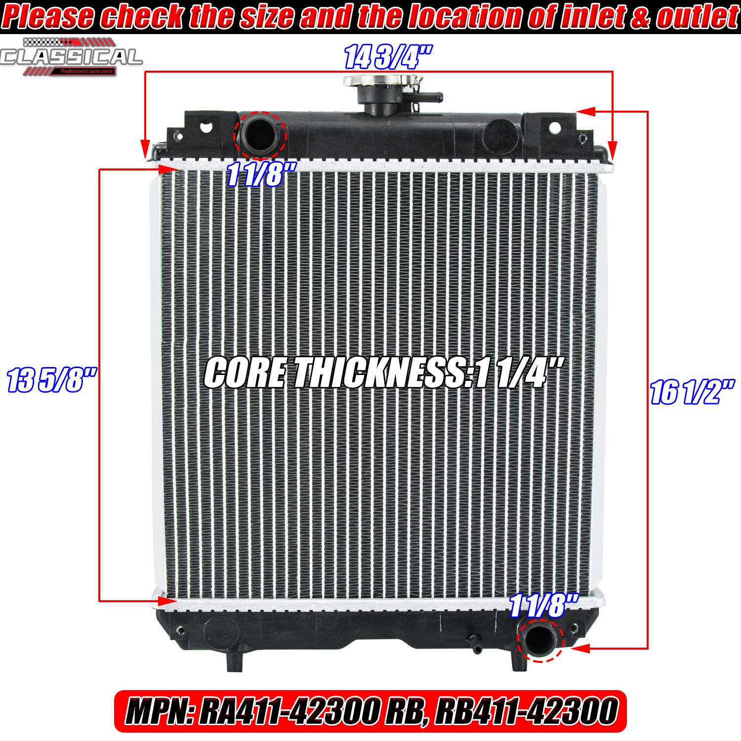 Radiator RC41142300 Fits Kubota KX91-3, KX91-3S, KX91-3S2, U35, U35S, U35-S2