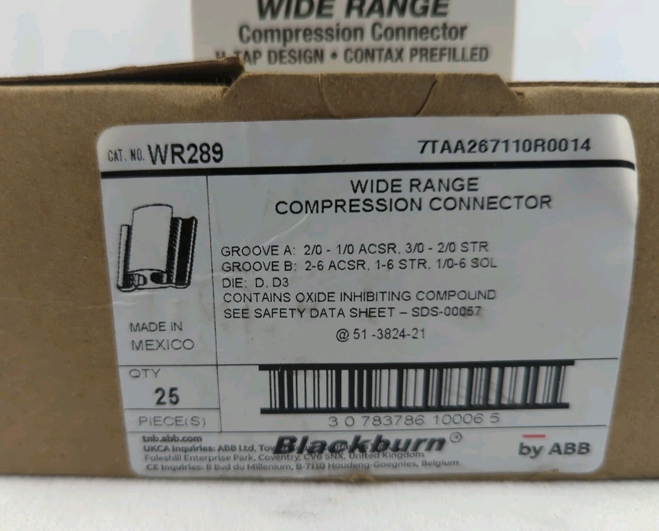 Lot Of 25 Blackburn WR289 2/0-1/0ASCR H-Tap Wide Range Compression Connector