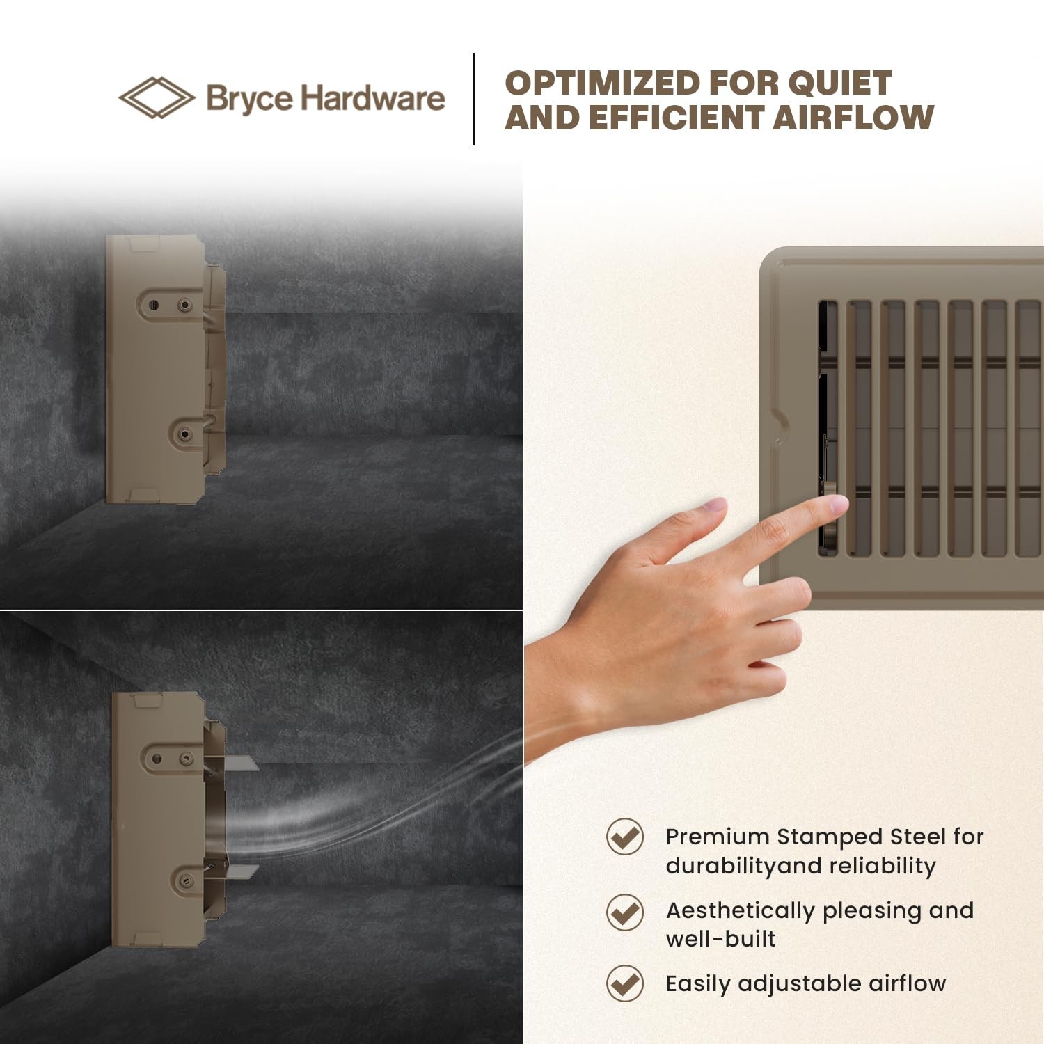 Floor Register 4×8 Inches, Heavy Duty Walkable Steel Floor Vents, Ease Adjust…
