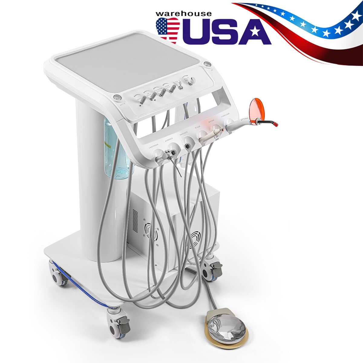 Dental Portable Delivery Unit System Air Compressor Cart /w+ Surgical Lamp Light
