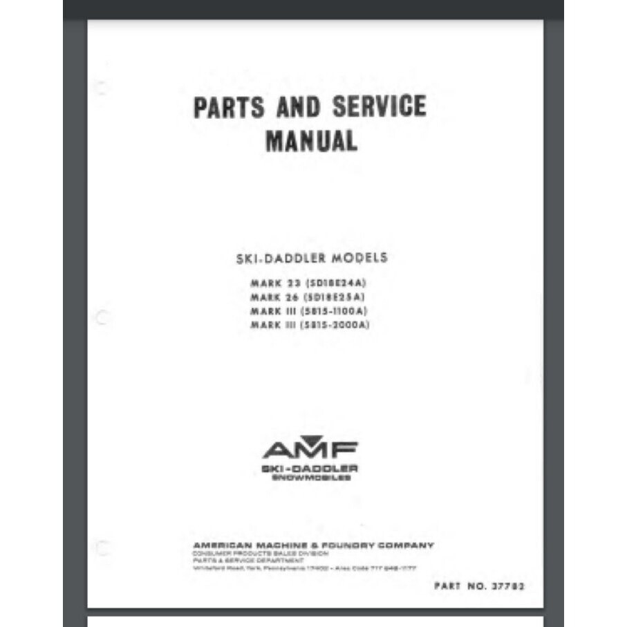 AMF MARK 23, 26, III Snowmobile Service & parts Manual 34 pages 1969