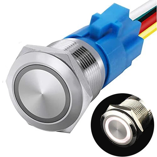 19mm 12V Momentary Push Button Switch Waterproof Led Light IP67 Stainless Steel