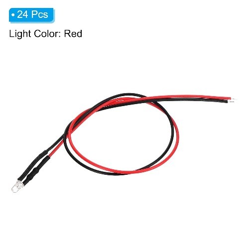 3mm LED Diode Light 24 Pcs 3-6V DC Pre Wired Mini LED Bul Size: 3mm Color: Red