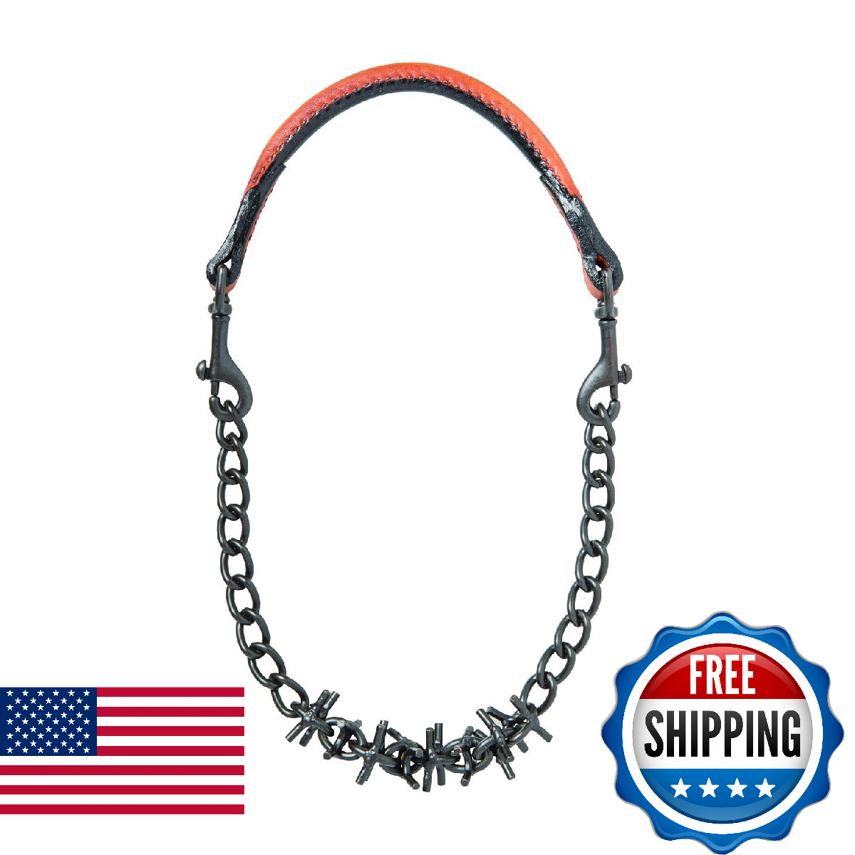 Weaver Leather Livestock Oil Rubbed Pronged Chain Goat Collar Chestnut 24