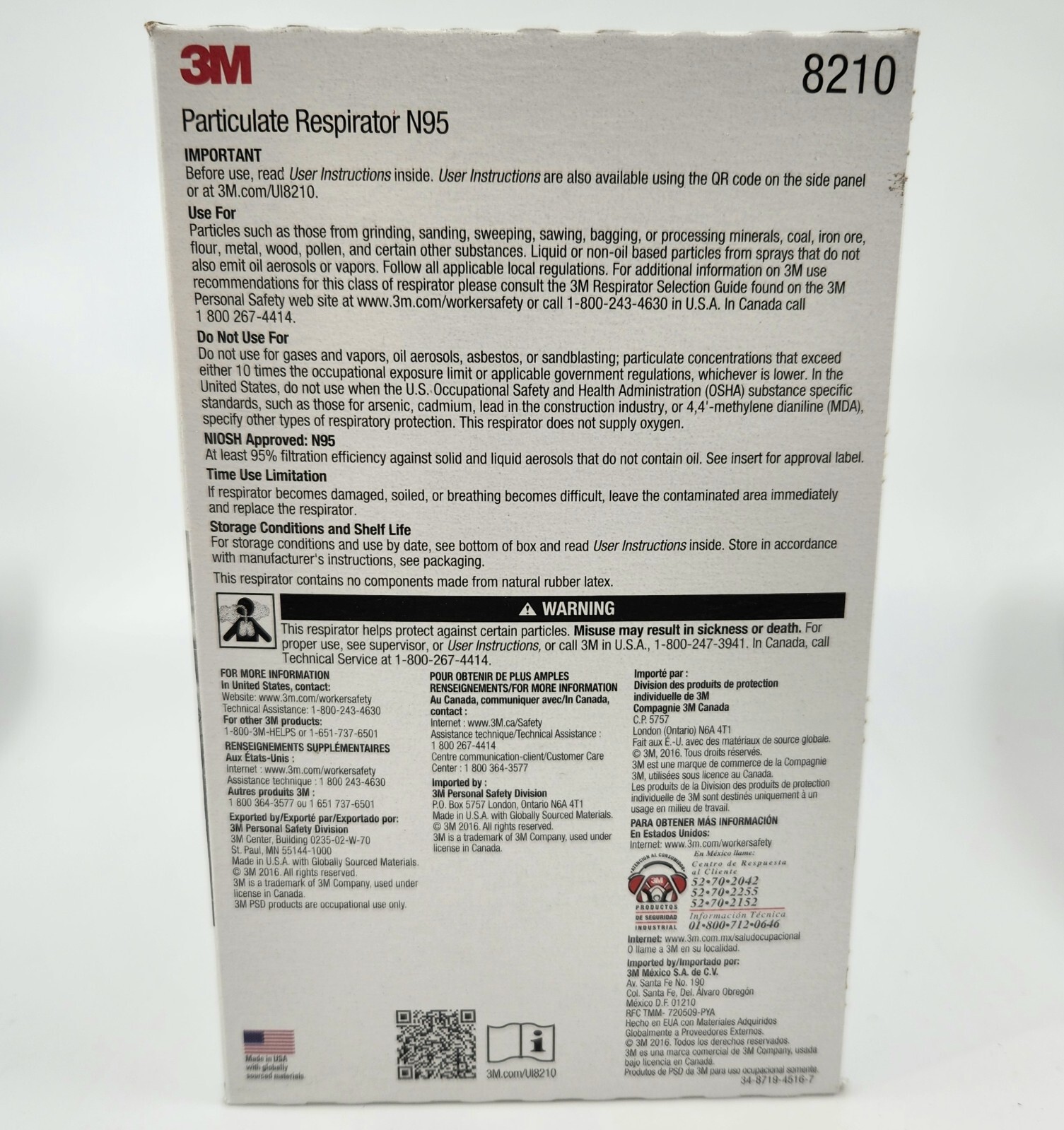 3M 8210 N95 Particulate Respirator NIOSH Approved Face 20 Masks Box EXP. 03/25