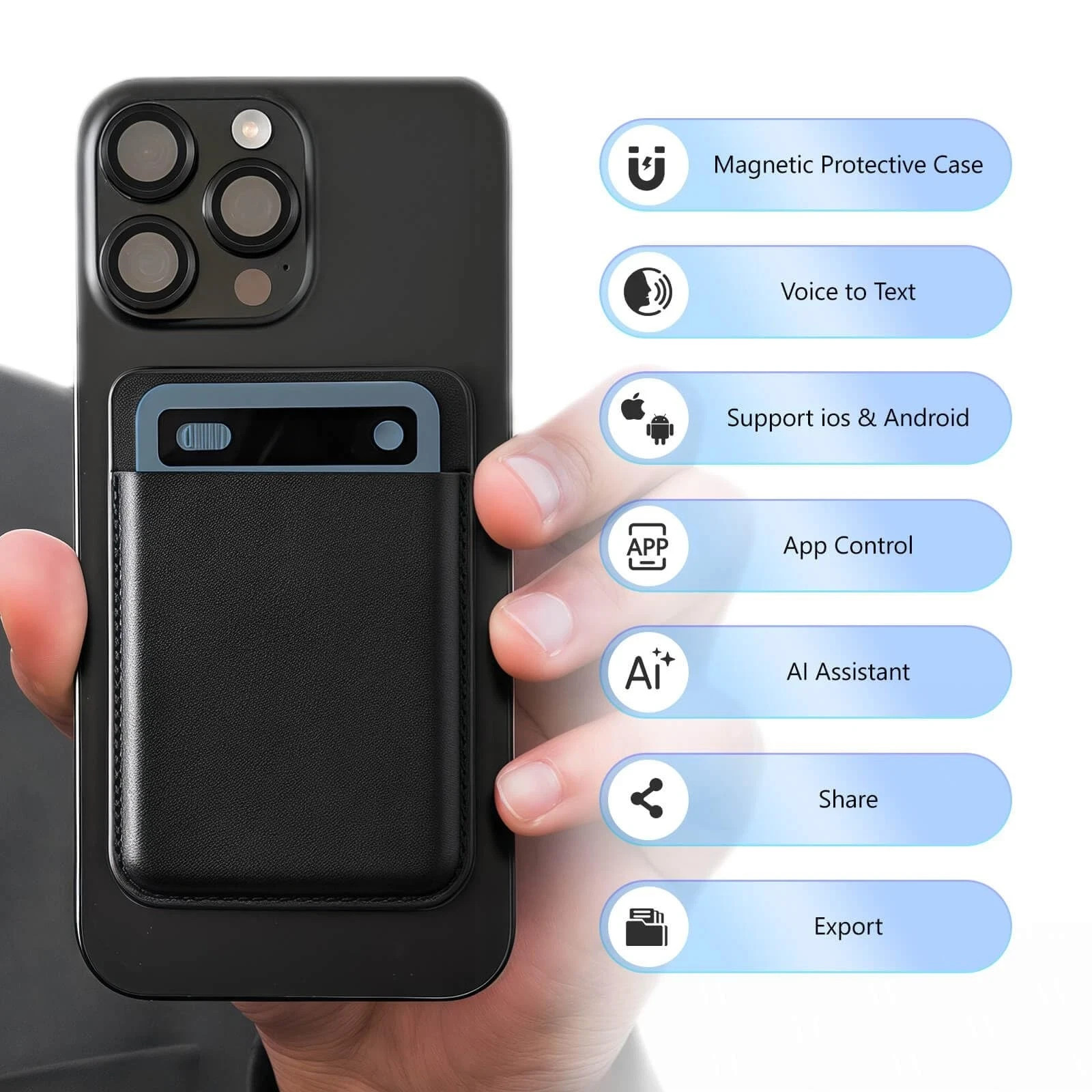64GB ChatGPT AI Recorder, Dual Mode Calls & Meeting, 140 Languages Voice to Text