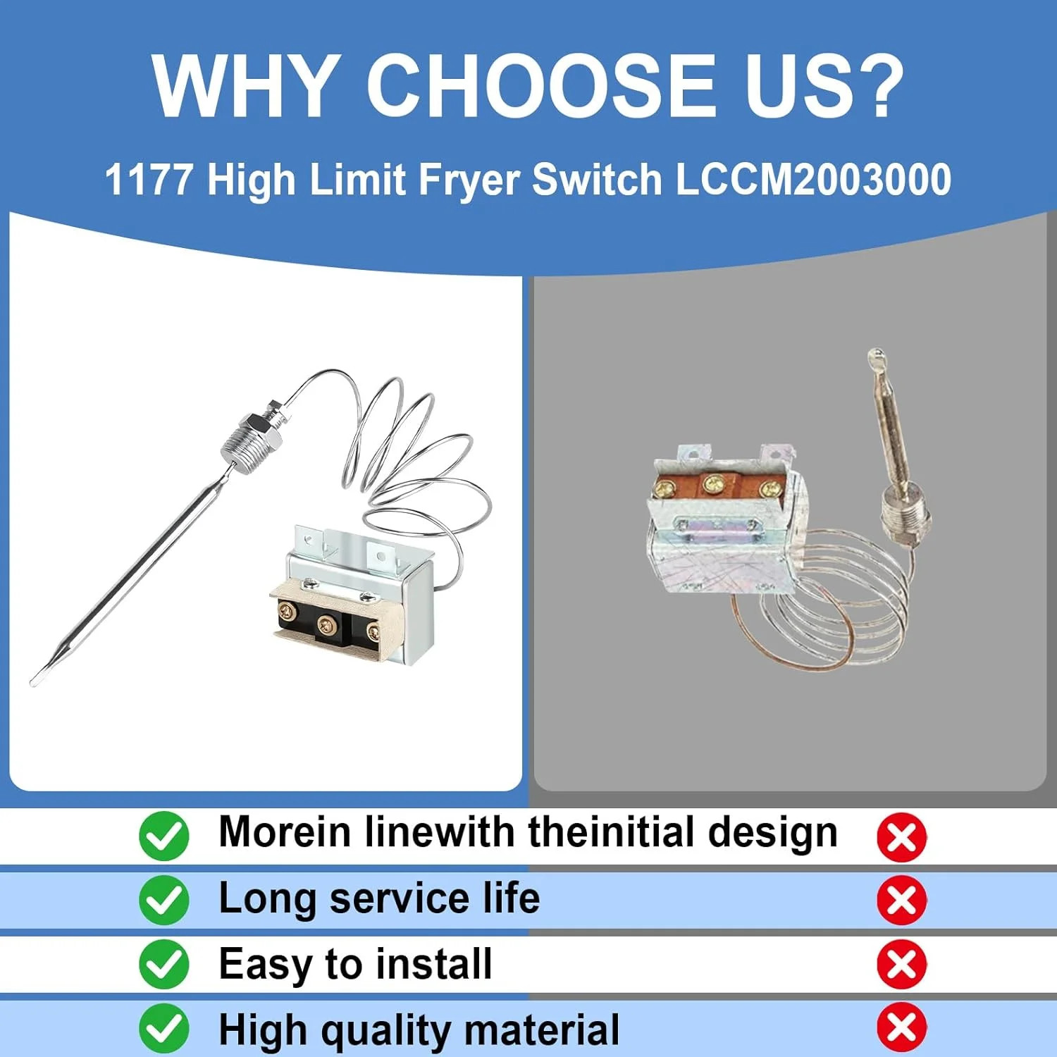 1177 High Limit Thermostat Fryer Switch LCCM200300 Compatible With ATOSA 3010300