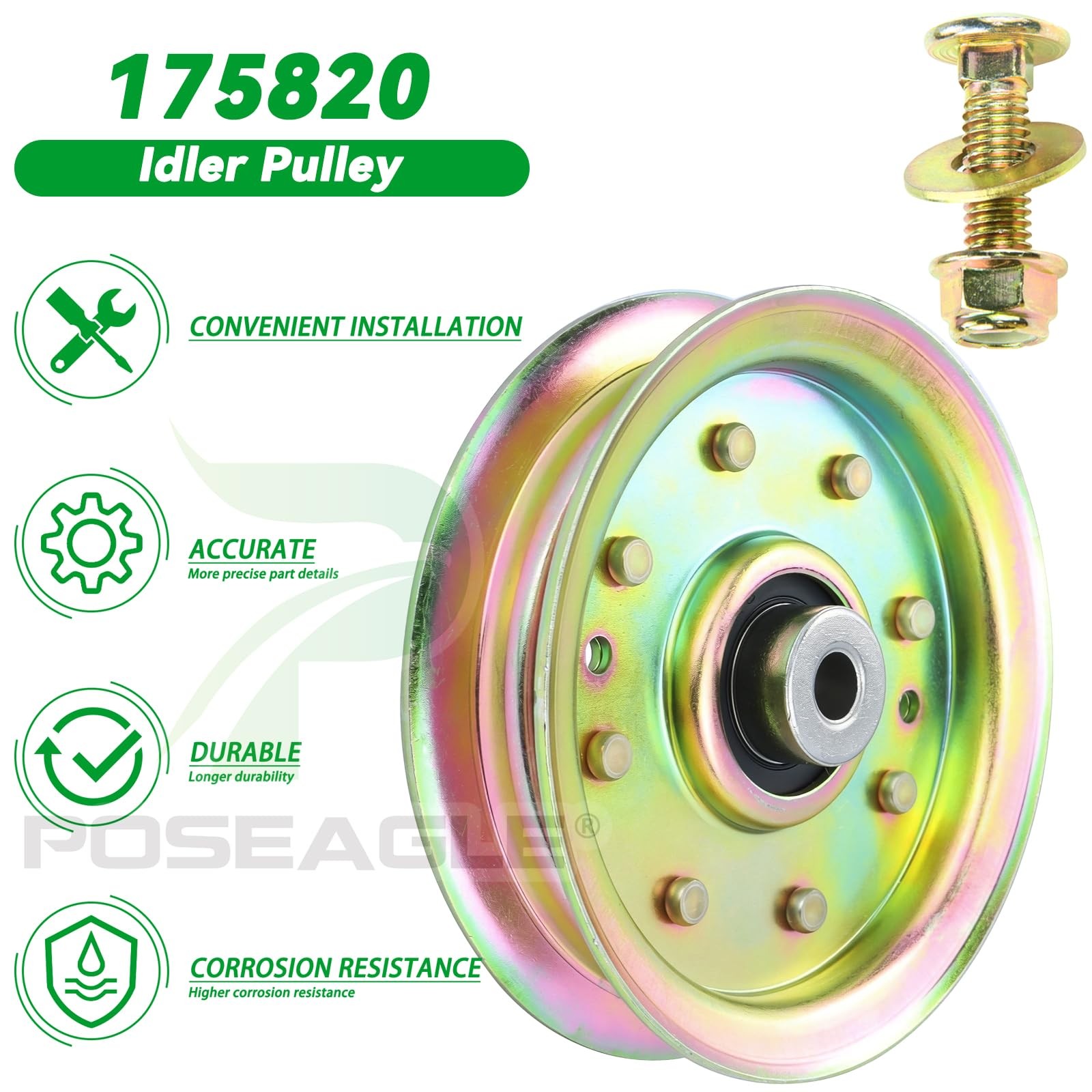POSEAGLE 2 Pack 175820 Idler Pulley Replaces A10 2×175820, 2×175820