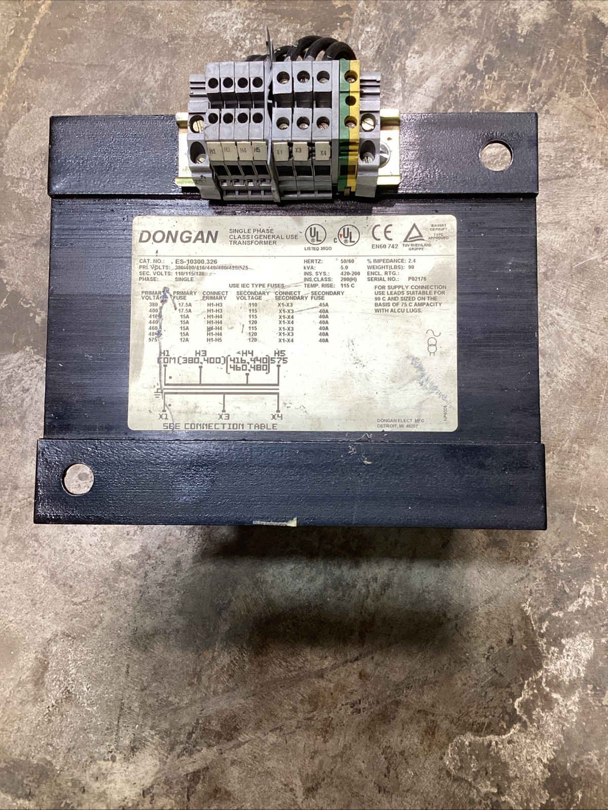 Dongan ES-10300.326 Single Phase Class I Transformer