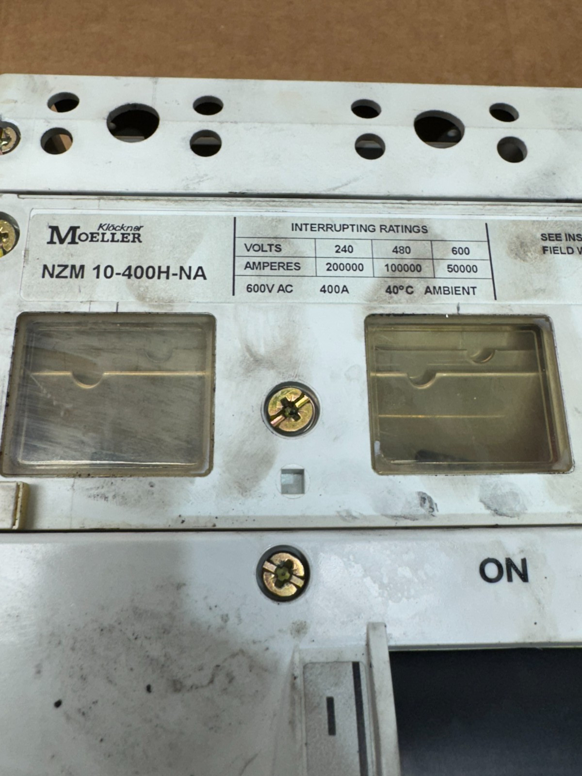 USED MOELLER 3-POLE 400AMP CIRCUIT BREAKER NZM 10-400H-NA