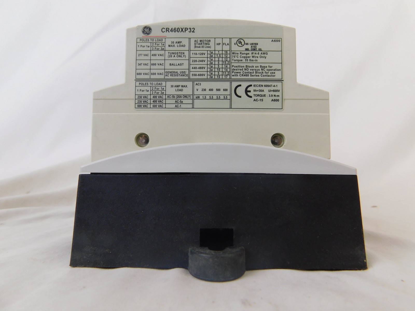 GE CR463LD0AJA 12P 120V Coil 30A Electrically Held Lighting Contactor