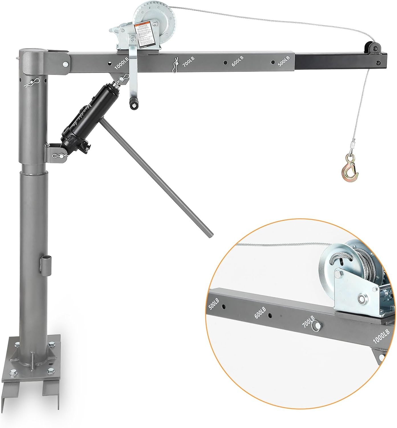 Pickup Truck Crane Hoist with 1000 lbs Capacity, Hydraulic for Lifting Goods