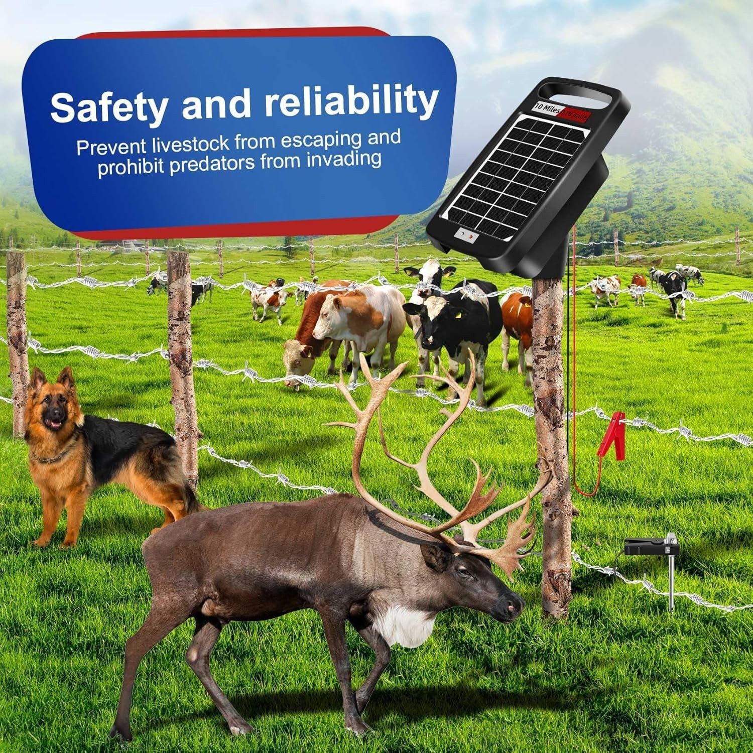 Rugged Portable Solar Fence Energizer – 24/7 Livestock Protection & Easy Setup