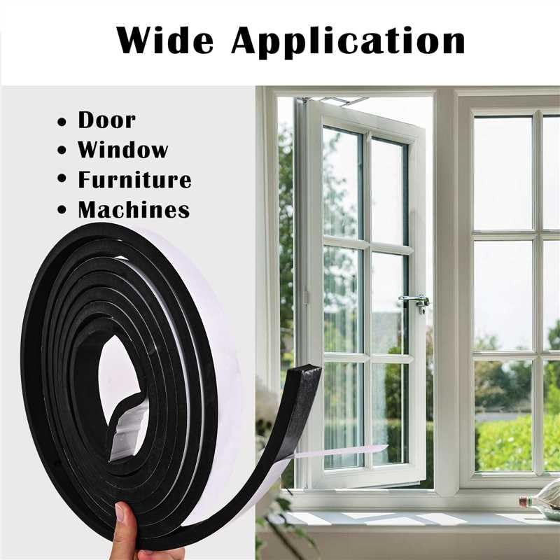 Closed Cell Foam Weather Stripping Tape 1/2 in x 1/4 in x 16.5 ft Black