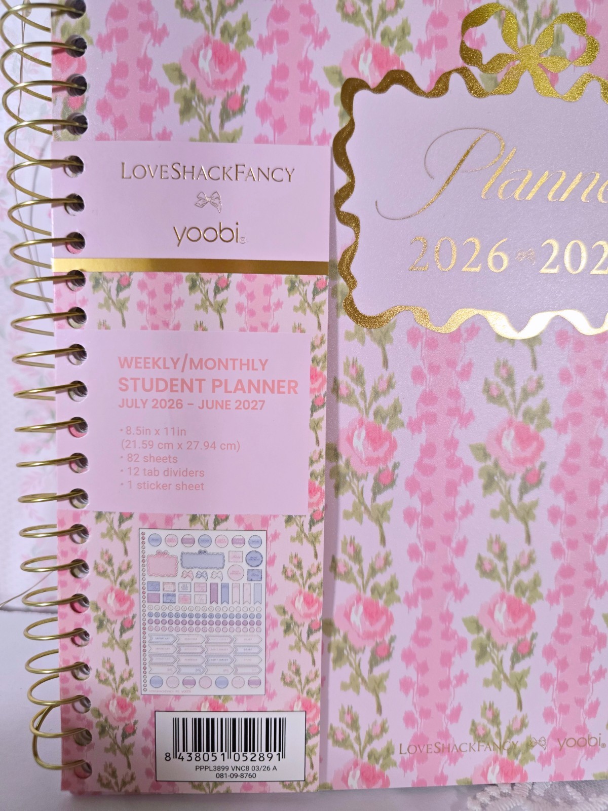 LoveShackFancy x Yoobi 2026-2027 Planner + Matching Bow Pen Set NWT SOLD OUT
