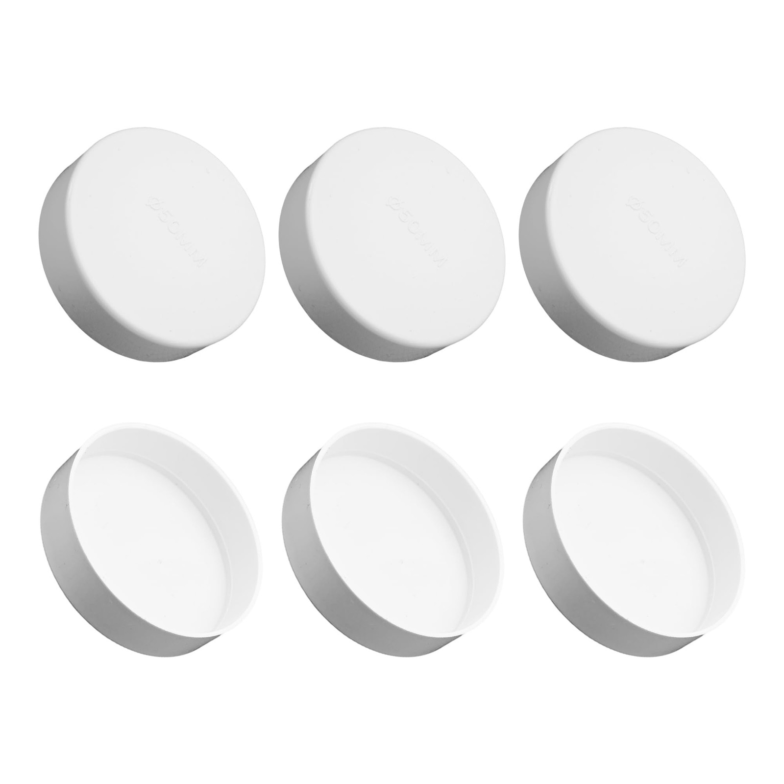 Klyeola 6Pcs 2 Inch White PVC Pipe End Cap Plug, Furniture Grade