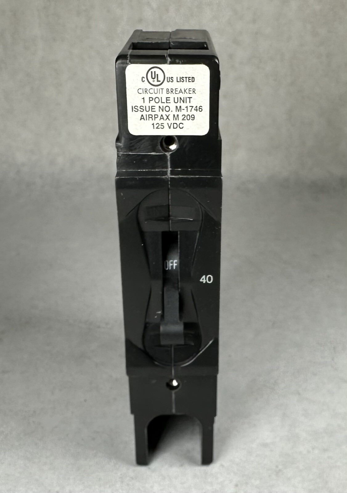 NEW AIRPAX 209-1-29890-40 Circuit Breaker, 1-Pole 125 VDC 40 Amps