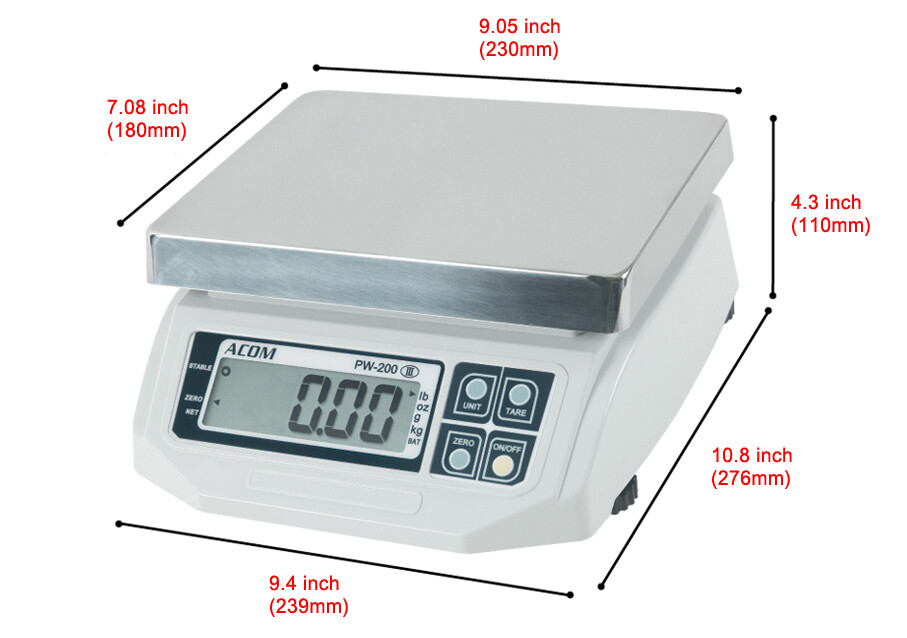ACOM PW-200 Portion Control Scale, Single Display 60lb x 0.02lb, Legal for Trade