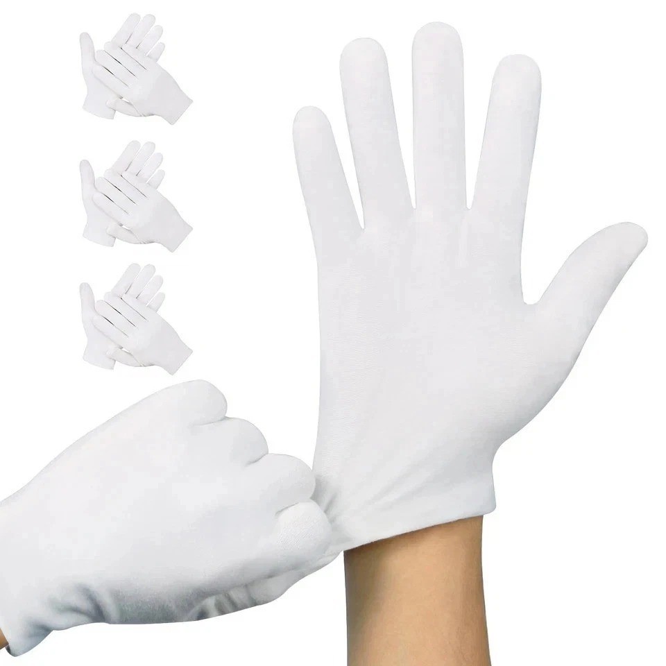 3 Pairs White Cotton Gloves Moisturizing Sleeping Spa Dry Hand Care