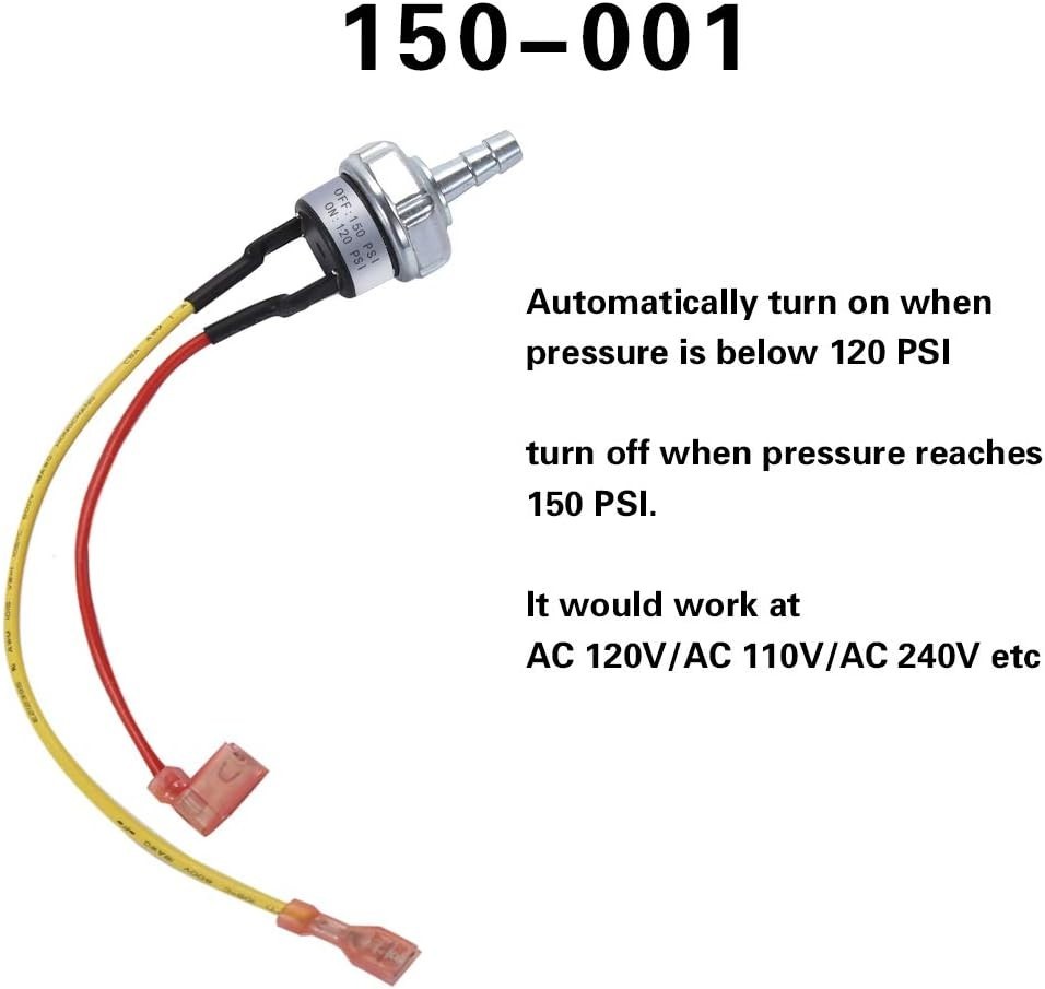 Air Pressure Switch 120/150 PSI for Compressor 120V AC Copper Steel Contact