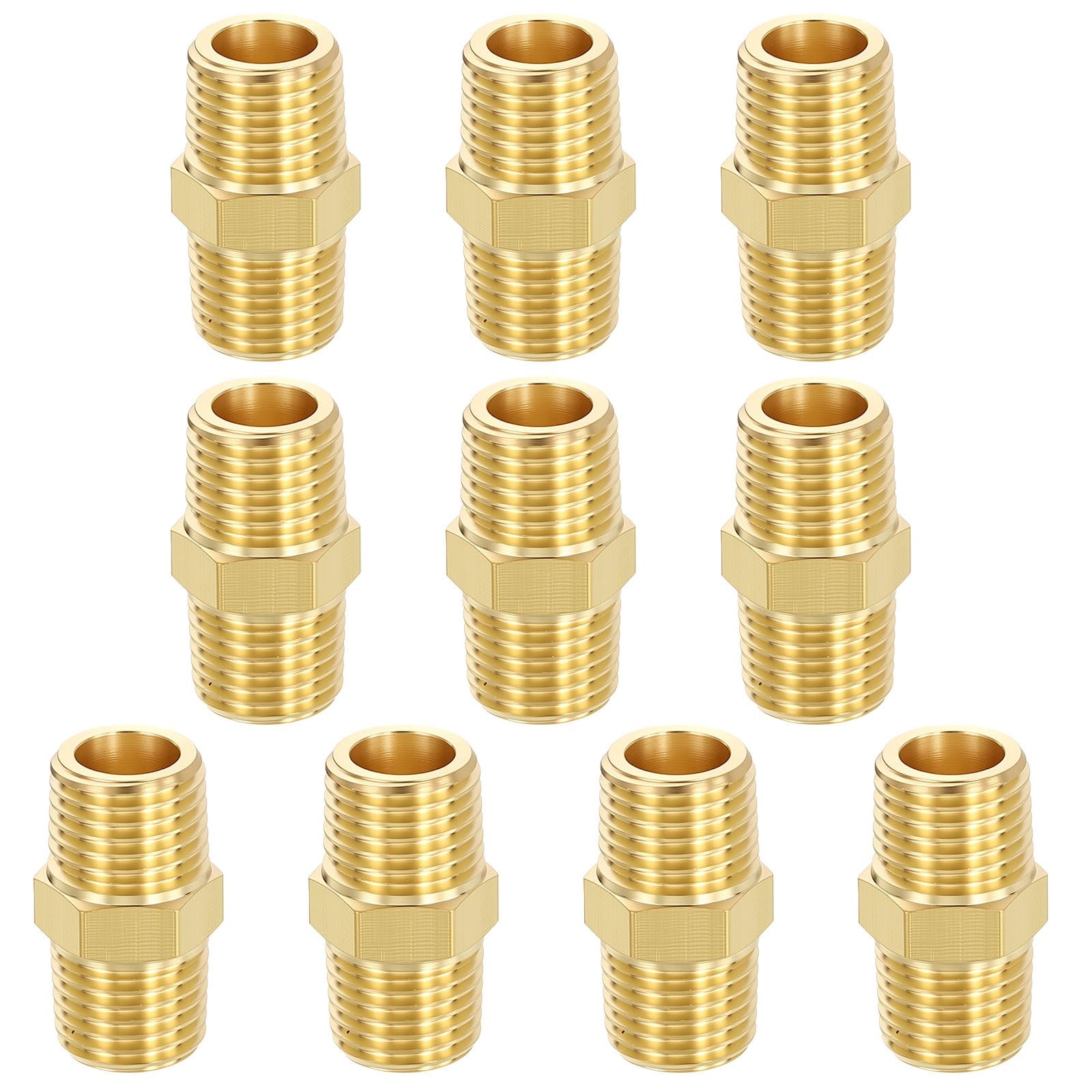 METALLIXITY 10PCS Brass 1/4″ Male NPT to NPT, Pipe Fittings