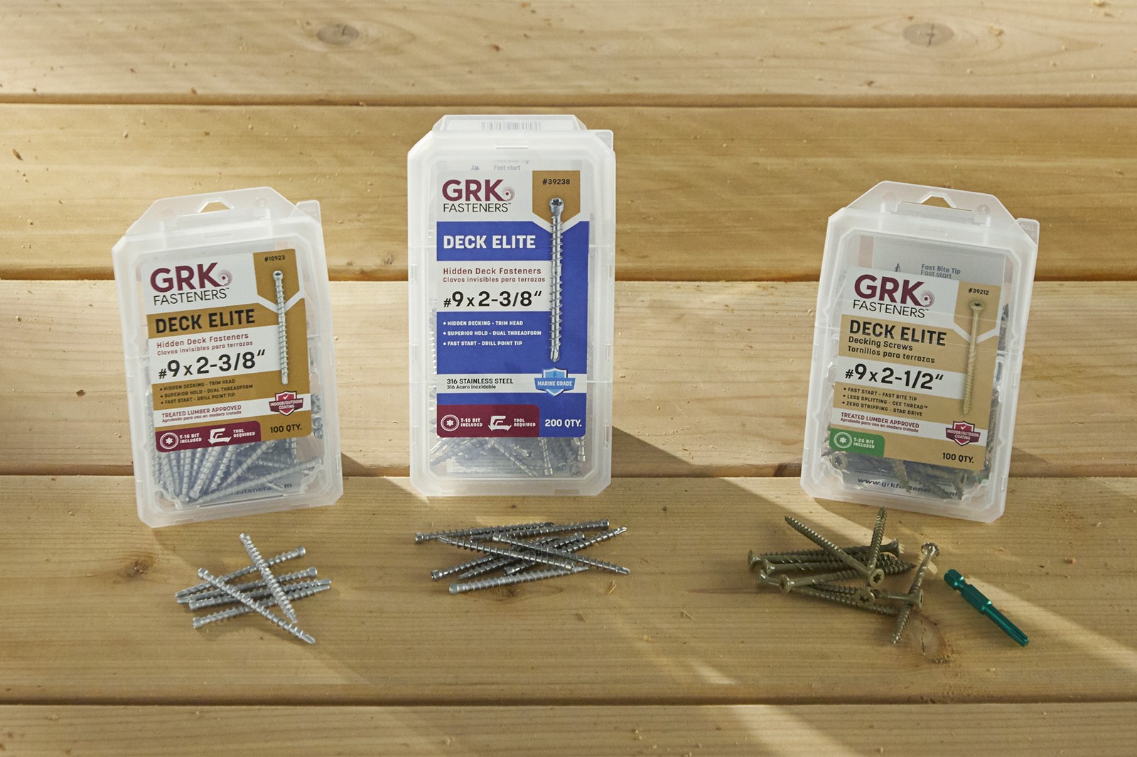 GRK Fasteners Deck Elite #9 x 2-3/8″ Hidden Deck Screws, 350 PCS, with Dual