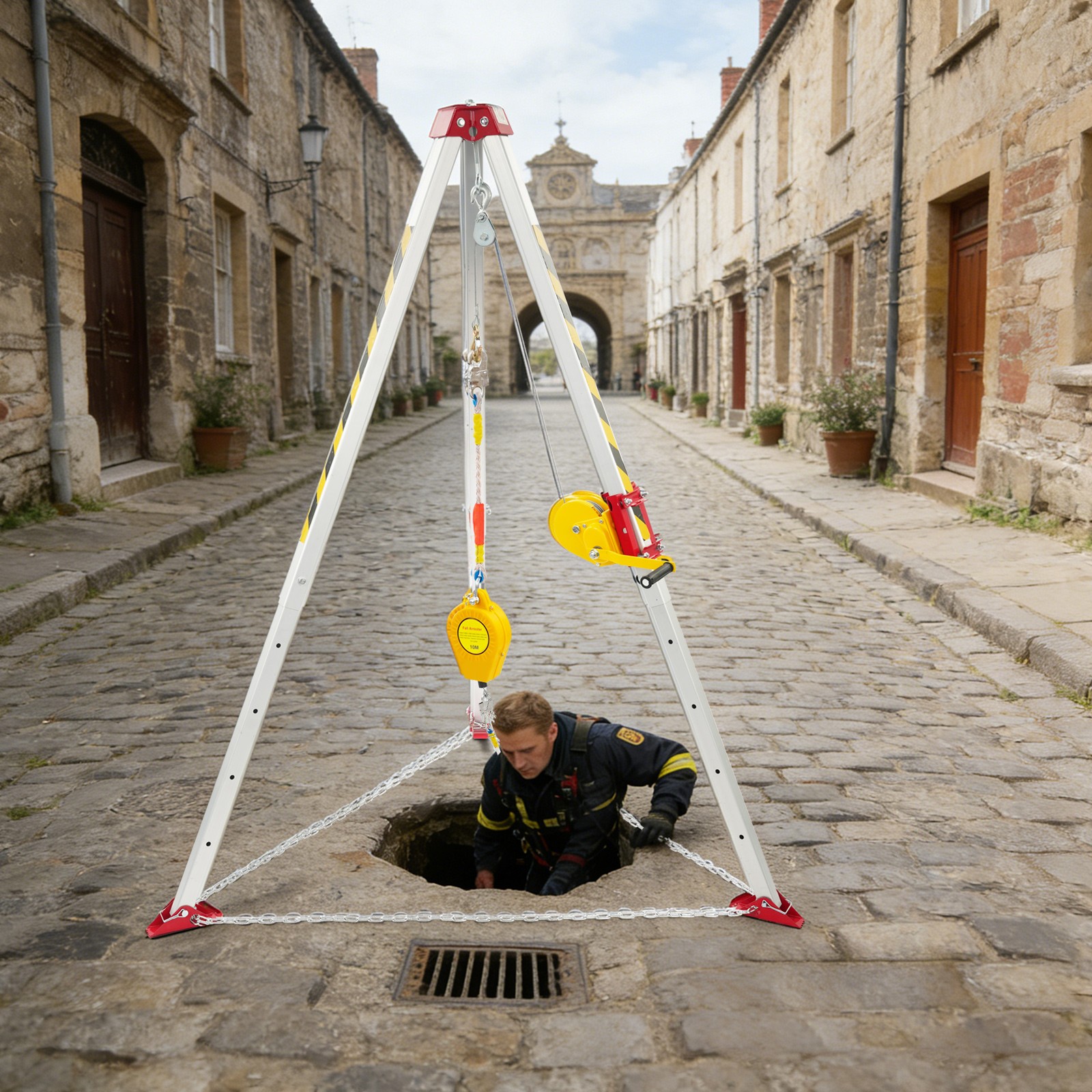Confined Space Rescue Tripod, Rescue Tripod Kit with Protective Chain