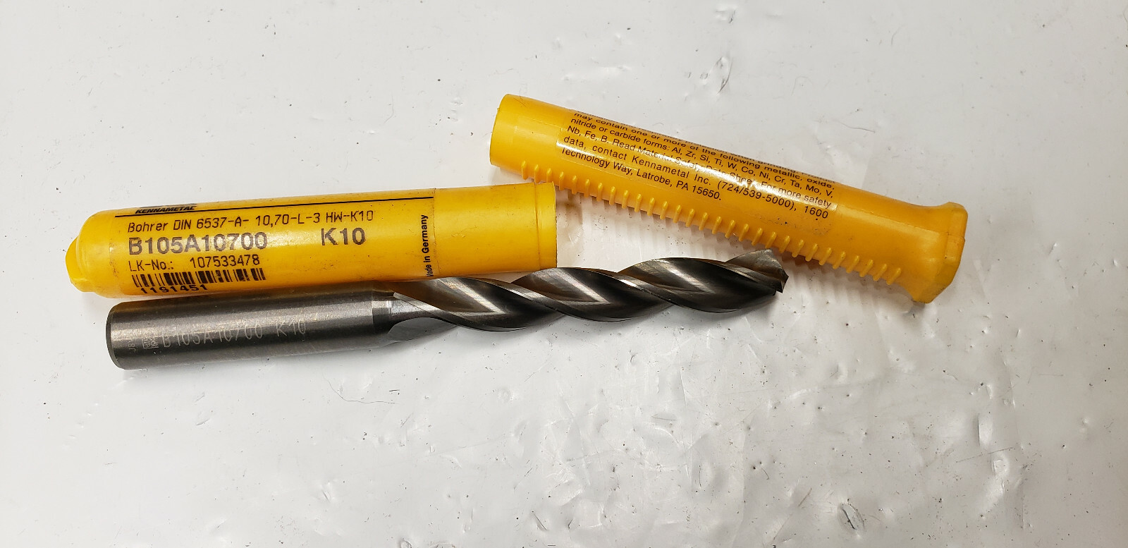 Kennametal 1191451 B105A10700 K10 Solid Carbide TF drill Bit