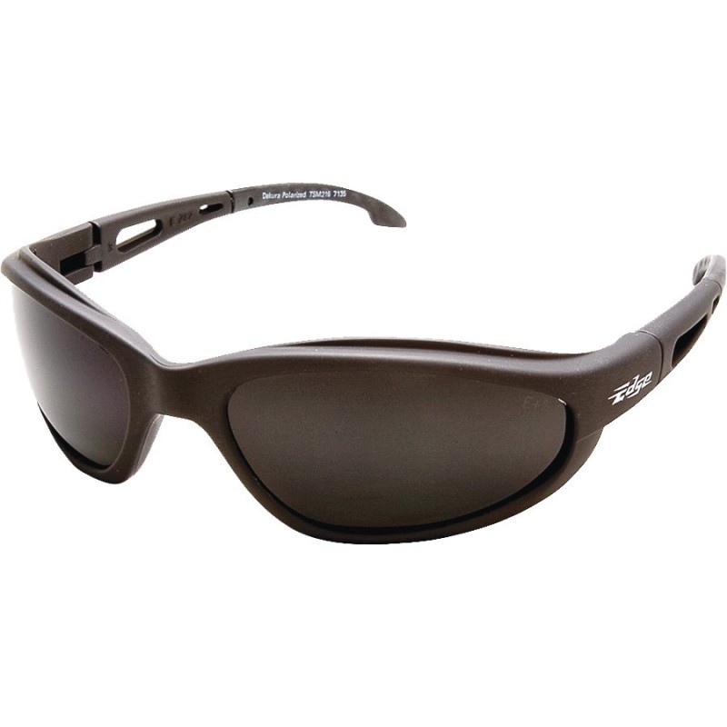 Edge TSM216 Polarized Safety Glasses, Smoke Lens, Black Frame, Unisex, Polycarbo
