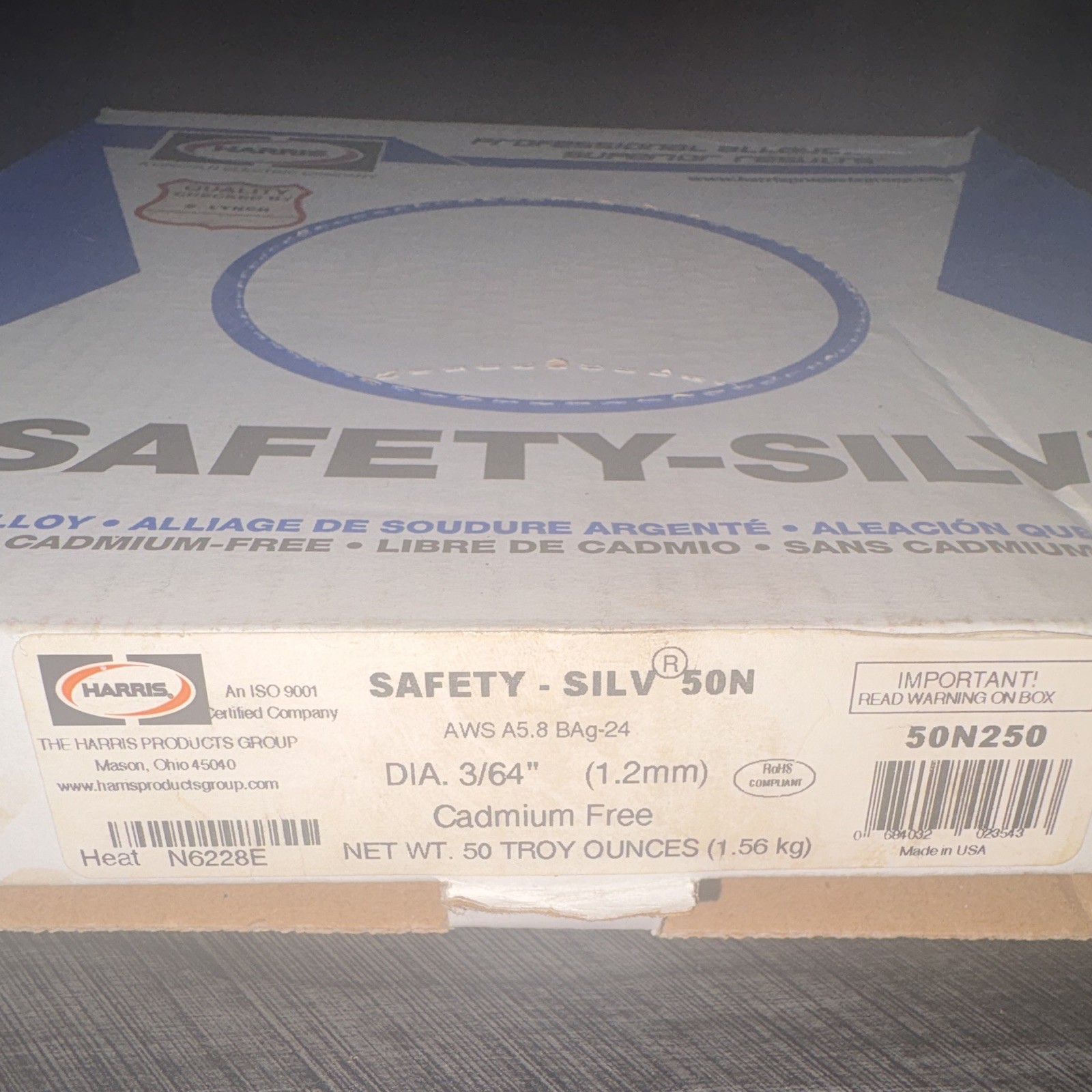 Harris Safety-Silv 50N Silver Brazing Alloy 3/64 in Cadmium Free 50N250