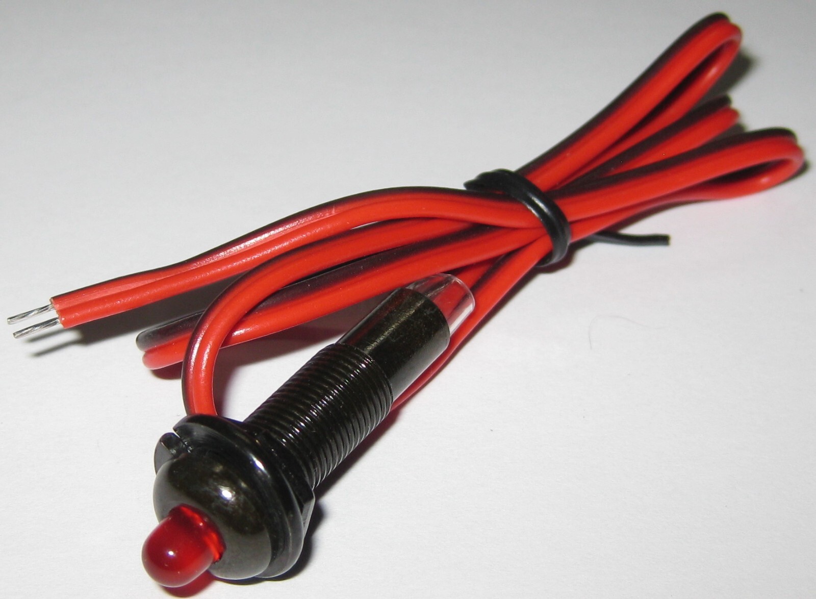 Panel Mount Flashing / Blinking Red LED w/ Black Bezel – 12V DC – 5/16” Mount