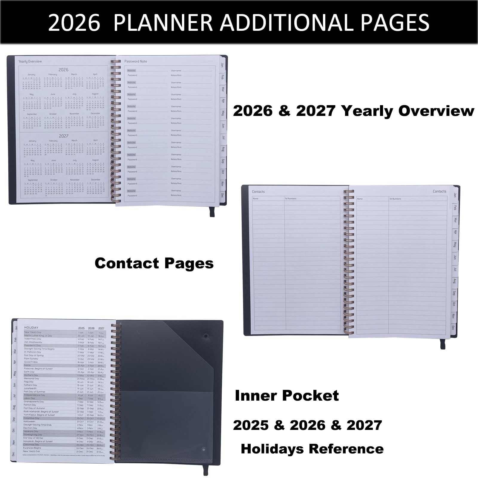 Daily Planner 2026,Jan 2026-Dec 2026,Weekly & Monthly Planner,Calendar Planne…