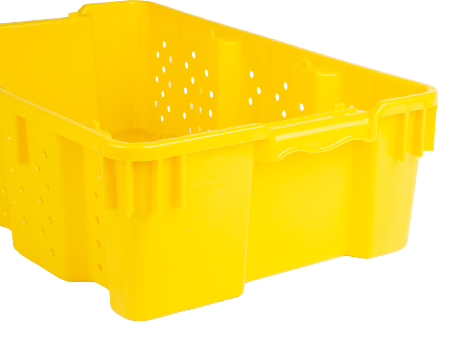 24 x 16 x 7.3″ (7.5 Gallon) Agricultural Nest and Stack Vented Crate, Yellow