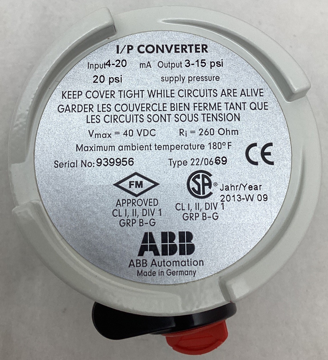 Abb TEIP11-PS Industrial I/P Signal Converter 4-20ma 3-15psi