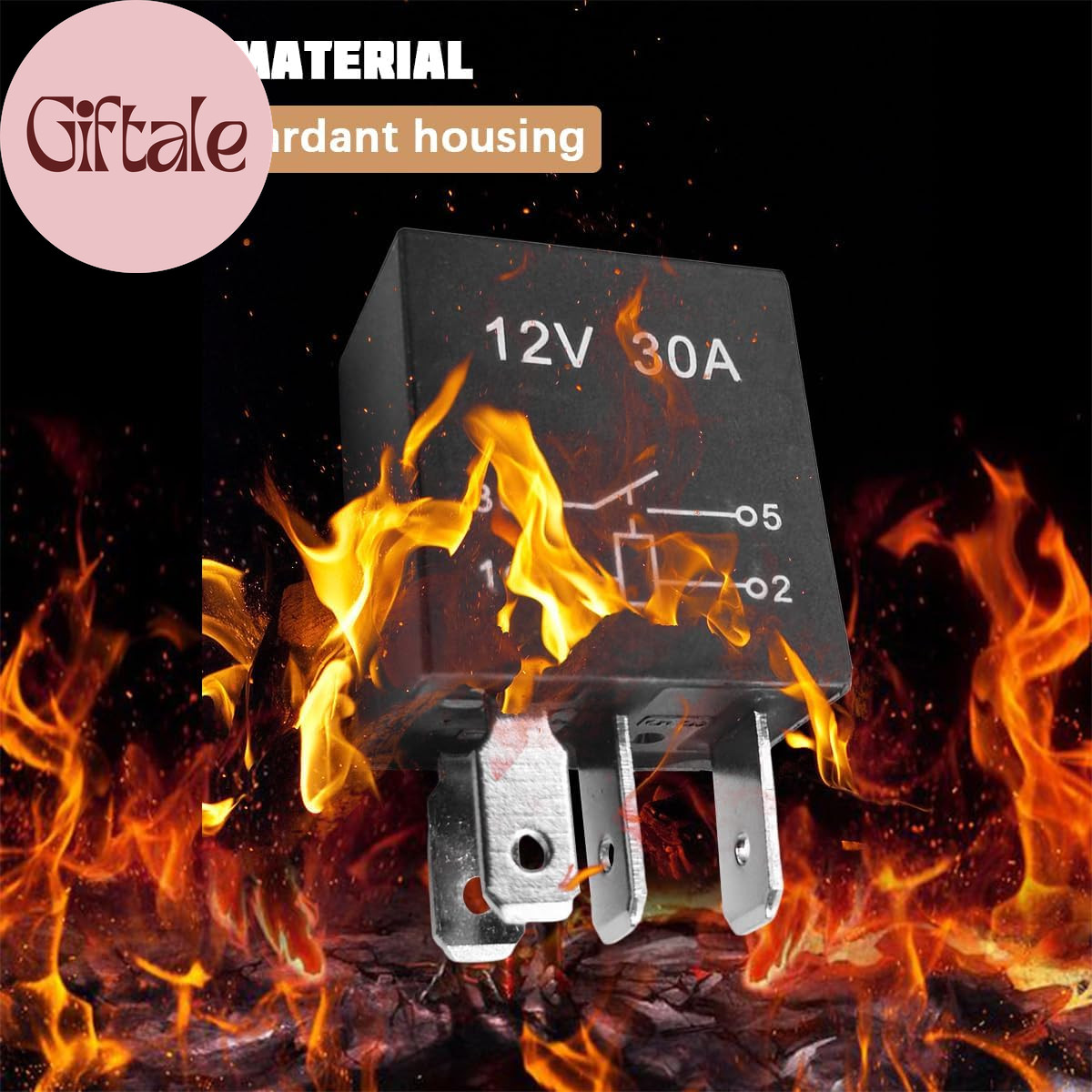 2PCS Car Starter Relay, 4 Pin 12V 30A Waterproof Vehicle Engine Standard Relays,