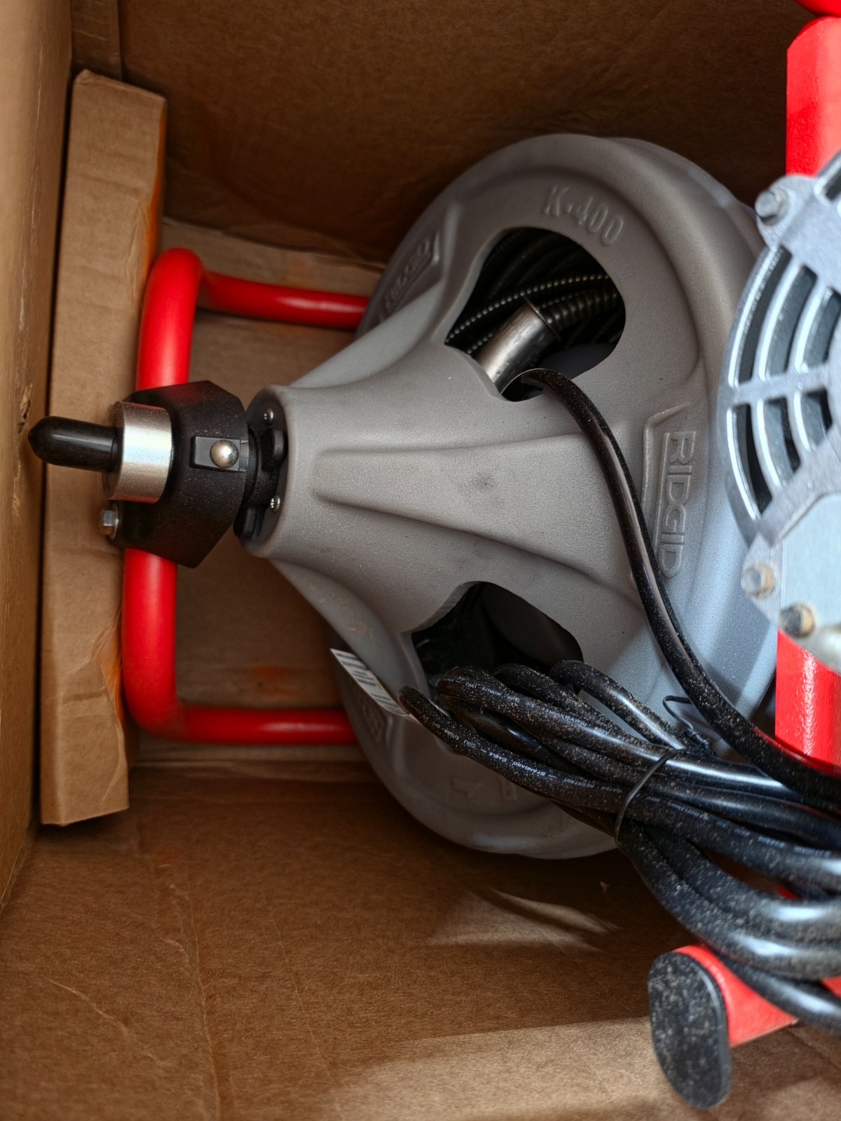 Ridgid 26998, K-400 120V Drum Drain Machine w/C-45 IW Cable, 1/2″x75′ Int. Wound