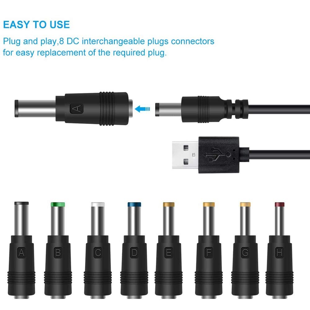 USB to DC Power Adapter Cable 5V to 12V Voltage Converter, 2A Max